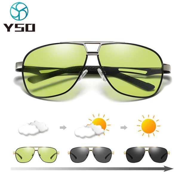 

yso 2020 green pchromic sunglasses women men polarized uv400 oversized for car driver driving sun glasses 8521, White;black