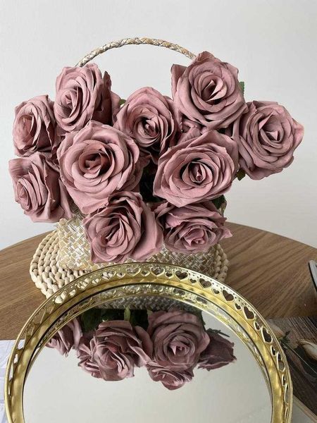 

decorative flowers & wreaths 10pcs dusty rose silk with long stems artificial in bulk for wedding home office decor