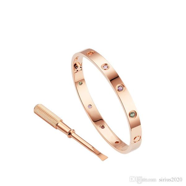 

love screw bracelet 2021 designer bracelets luxury jewelry women bangle colored diamonds titanium steel alloy gold-plated craft never fade n, Black