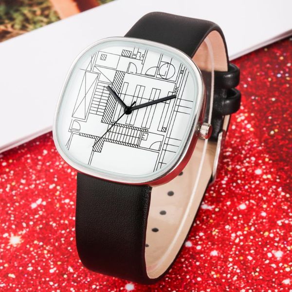 

wristwatches luxury leather quartz watch for women fashion composition design ladies 2021 square wristwatch relogio feminino, Slivery;brown