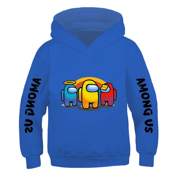 

blue cotton print among us hoodie kids cute pattern sweatshirt long sleeve cartoons games baby boys clothes girl harajuku top, Black