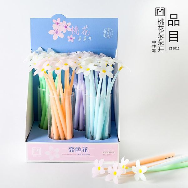 

gel pens 48pcs peach blossom design pen, writing 0.5mm black refill, lovely children stationery