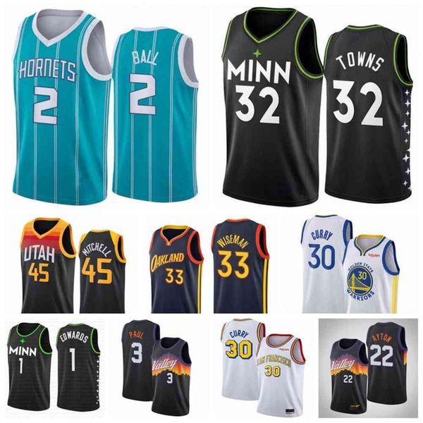 

stephen 30 curry basketball kevin 21 garnett 33 wiseman jersey lamelo 2 ball anthony 1 edwards karl-anthony 32 towns ayton 11 thompson mens, Black;red