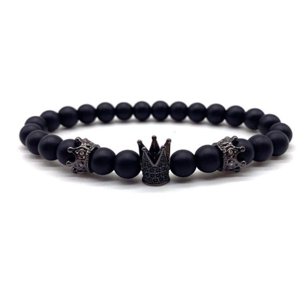 

bracelet 2021 fashion men's crown 8mm tiger eye stone beads charm, Golden;silver