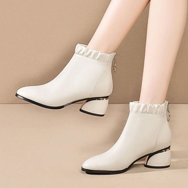 

boots women ankle boots winter dribbling med heels dressed in black shoes plied chunky ladies ol'office mujer begie 9405n lwxe