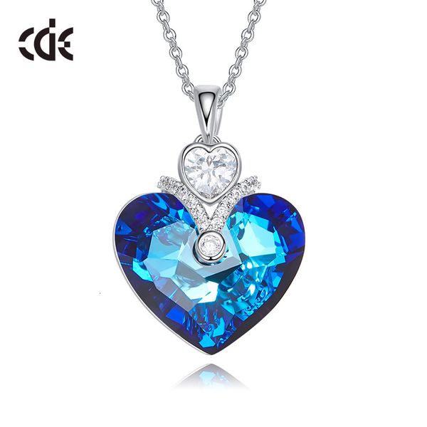 

necklace sidel blue light love women's fashion simple versatile creative valentine's day jewelry crystal, Silver