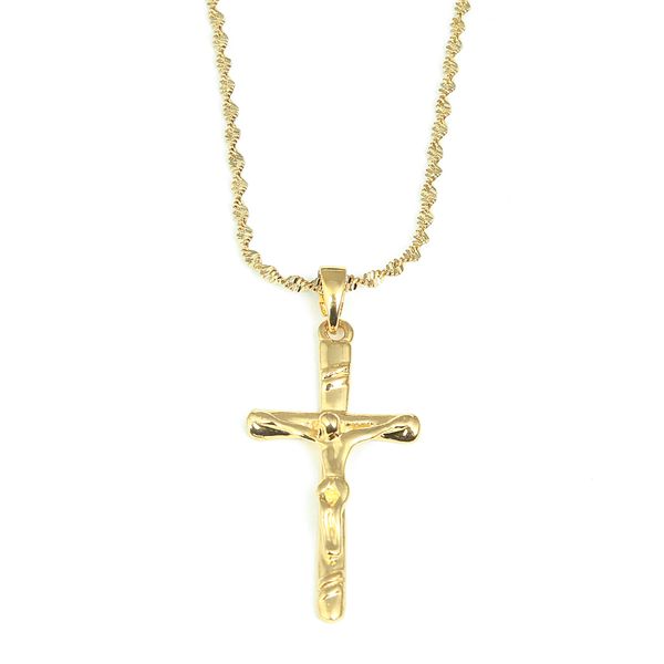 Jesus Cross pingente colar católico moda religiosa charme ouro cor homens jóias