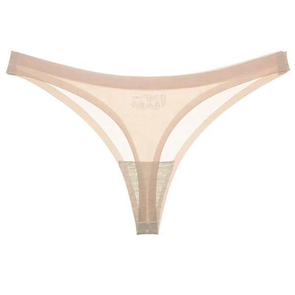 

female underwear briefs transparent ice silk low waist seamless t-thong feminina underpants ropa interior mujer, Black;pink