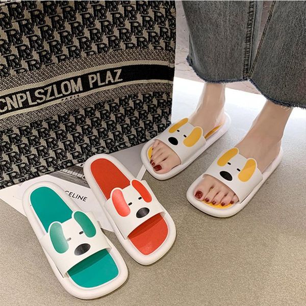 

new cute animal ladies summer slippers soft pvc lovers home non-slip cartoon style female male indoor slippers ladies, Black