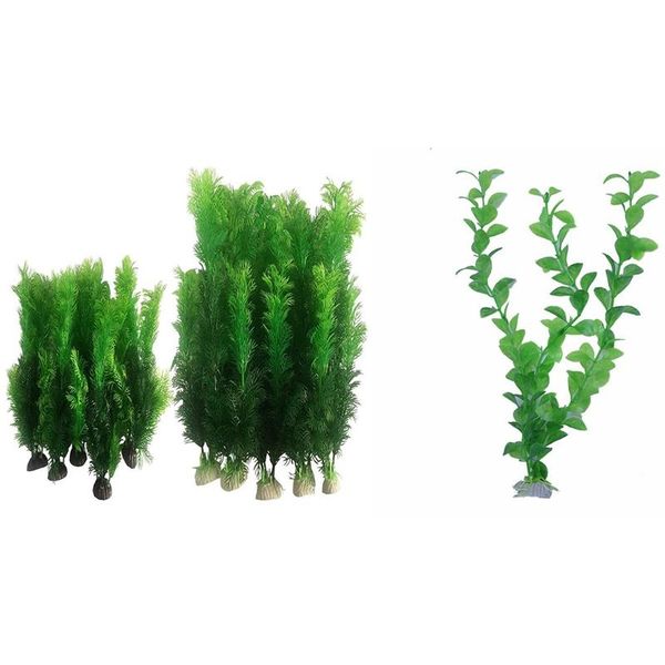 Decorações 1x Planta artificial verde 20to28cm 10pc 7.8 / 12 polegadas de sepção de aquário de aquário plástico de água plástico