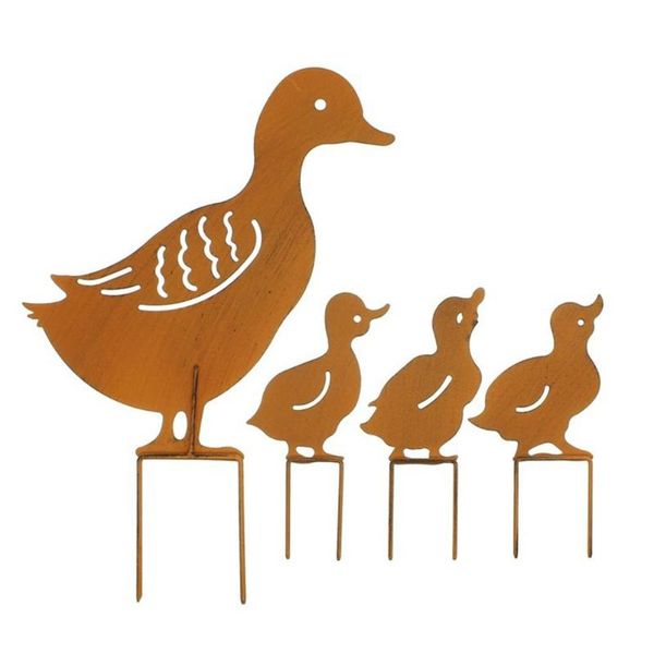 

garden decorations 4pcs home inserted european party rusty iron retro plugs decoration ducks wedding cute lawn