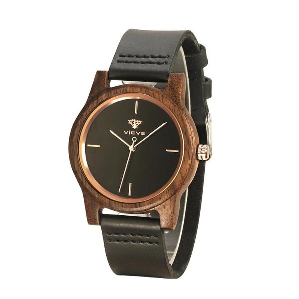 

wristwatches vicvs 2021 fashion wooden watch ladies men's casual colored leather strap women's montre ho, Slivery;brown