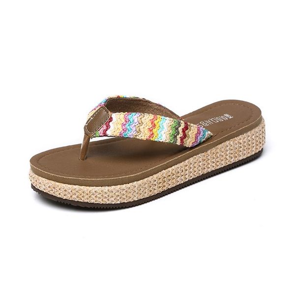 

slippers 2021 women's summer fashion slides shoes wedge beach sandals women outside platform leisure flip flops drop, Black