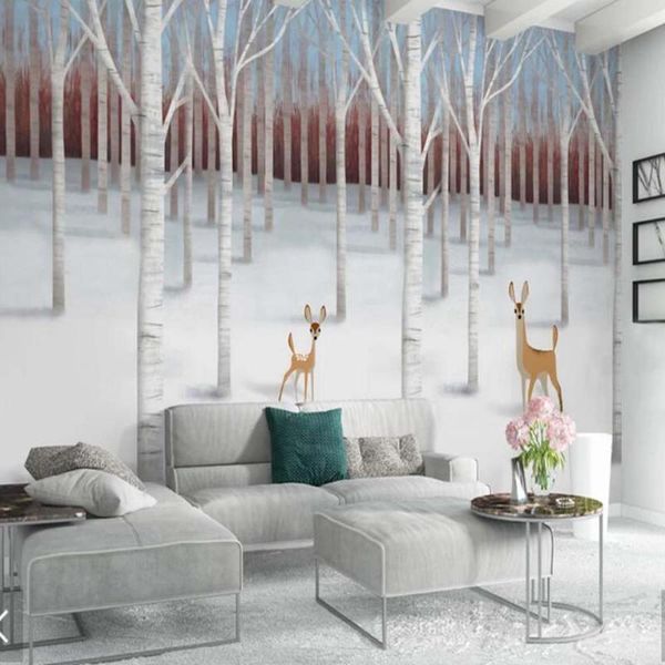 

wallpapers 3d abstract tree elk animal wallpaper wall mural paper bedroom hand oil painting papers home decor murals custom