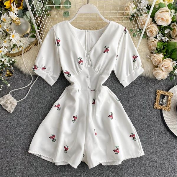 

rompers womens jumpsuit shorts 2021 new summer fashion printed short sleeve slim casual overall female white bodysuit korean, Black;white