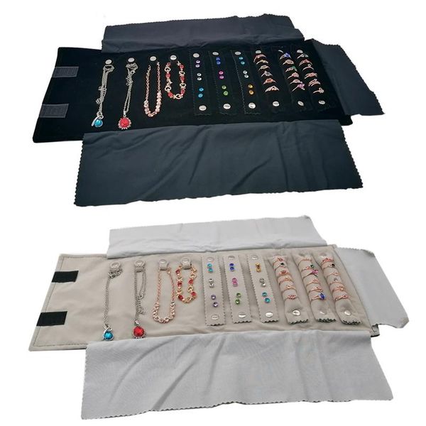 

jewelry pouches, bags portable black/grey velvet travel carrying case roll bag pendant necklace earrings ring storage organizer pouch, Pink;blue