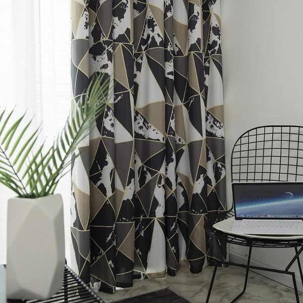 

hook style geometric printing brushed curtains modern simple and fresh garden window curtains for bedroom living room study