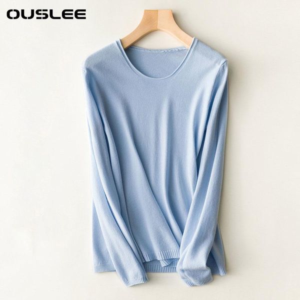 

ouslee knitting women's sweater 100% o neck sweaters female high elastic autumn winter pullover plus size s-xxl, White;black