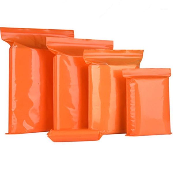 Sacos de armazenamento 100 pcs laranja plástico auto self saco saco resealable reclosable presentes artesanato de artesanato de supermercado Mercearias embalagens de jóias