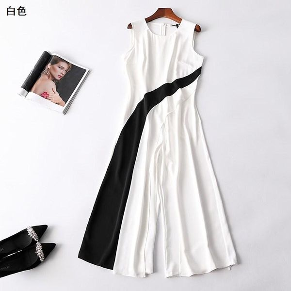 

women's pants & capris summer of 222476 after women s jumpsuits sleeveless round collar zipper, Black;white