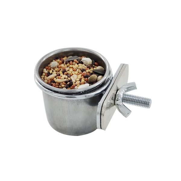 

pet birds hanging cage bowl dish cup anti-turnover stainless steel feeder k9fa