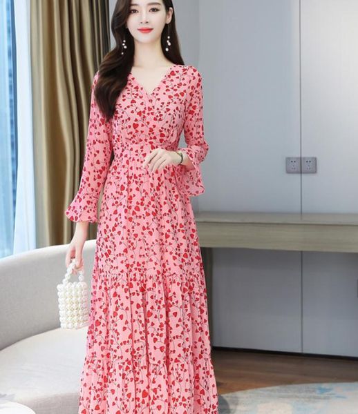 

2021 summer fashion long sleeve women's long dress@07, Black;gray