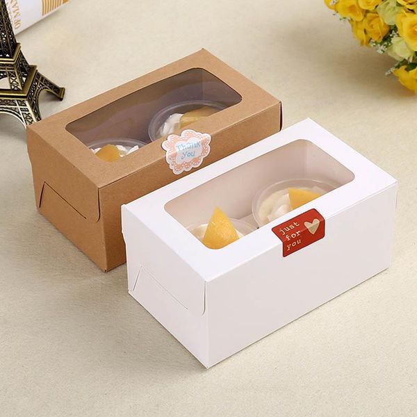 

gift wrap 2 cavity paper box kraft soft baking cake muffin boxes