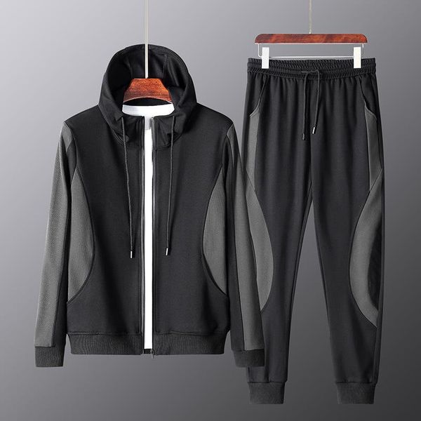

new cotton men's set hoodies suit men tracksuit spring autumn hoodie sportwear streetwear fashion casual track suit men clothing, Gray