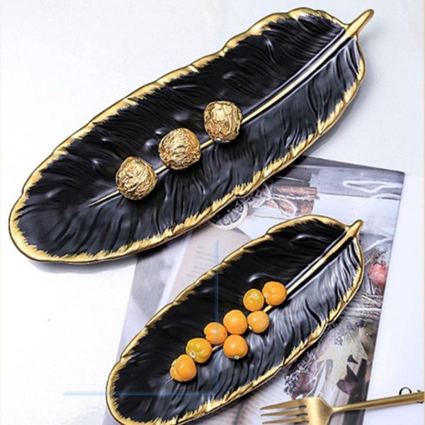 

dishes & plates light luxury phnom penh ceramic dessert plate black feather banana leaf fruit dry