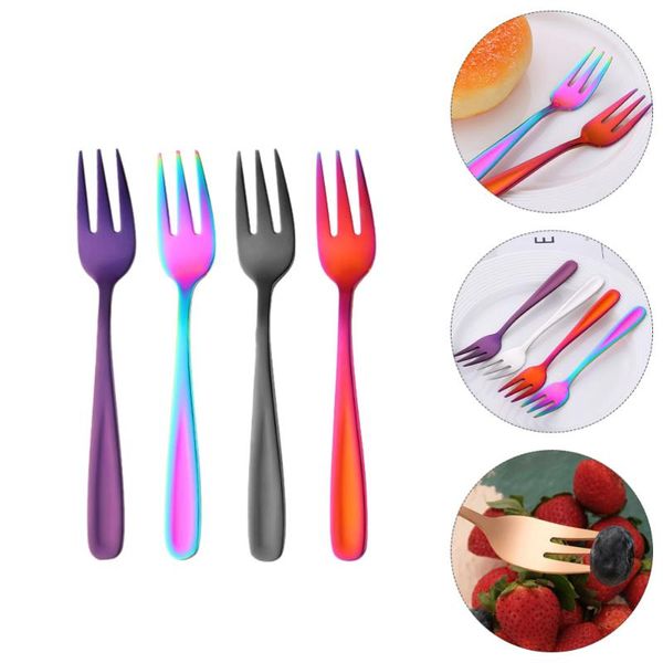 

forks 8pcs stainless steel fruit home cake (assorted color)
