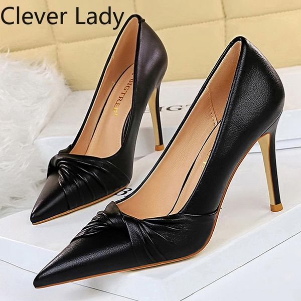 

dress shoes clever lady high heels women 10cm stiletto woman pumps fashion pointed toe ladies plus size 43, Black