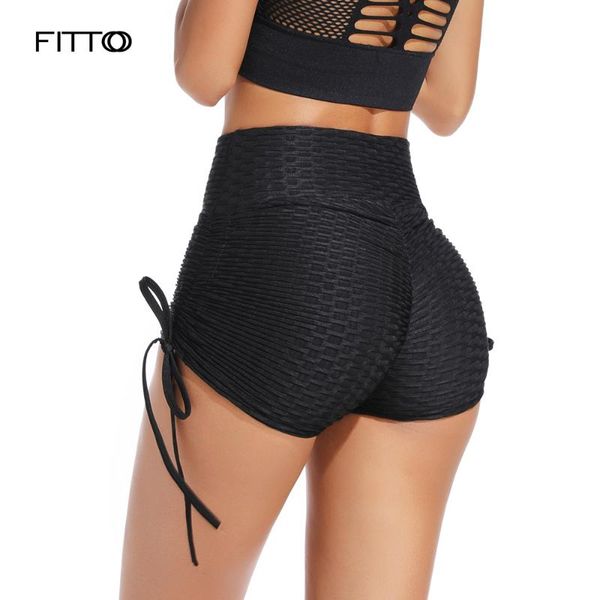 

women's shorts fittoo polyester women high waist solid slim fold elasticity comfortable push up streetwear girl fitness, White;black