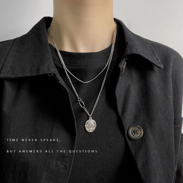 

pendant necklaces portrait women layered necklace woman charms chain elegan silver color european alloy oorbellen