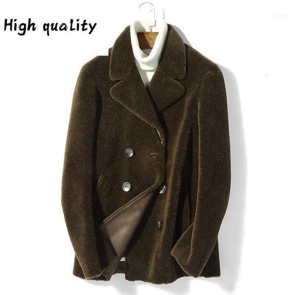 

jacket men sheep shearling coat male warm lambswool men's clothing winter parkas casacas para hombre lxr3341, Black