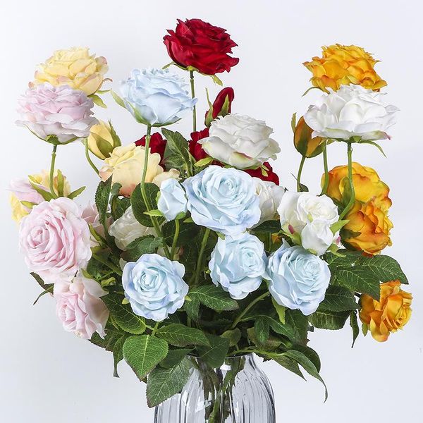 

decorative flowers & wreaths tanna rose 5 roses simulation flower silk fake wedding home decoration garden artificial plants