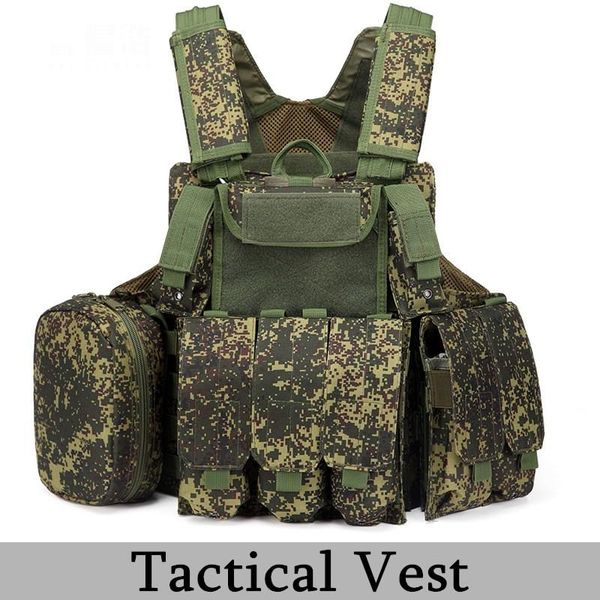 

900d oxford cloth camo tactical vest equipment army fan cs training combat vest outdoor multi-pocket tactics waistcoat, Camo;black