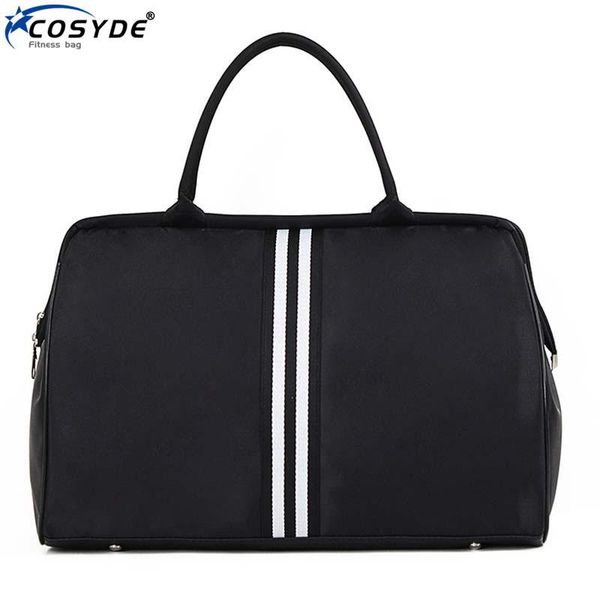 

outdoor bags striped travel bag gym fitness luggage traveling duffle sac de sport handbag for women men sports shoulder