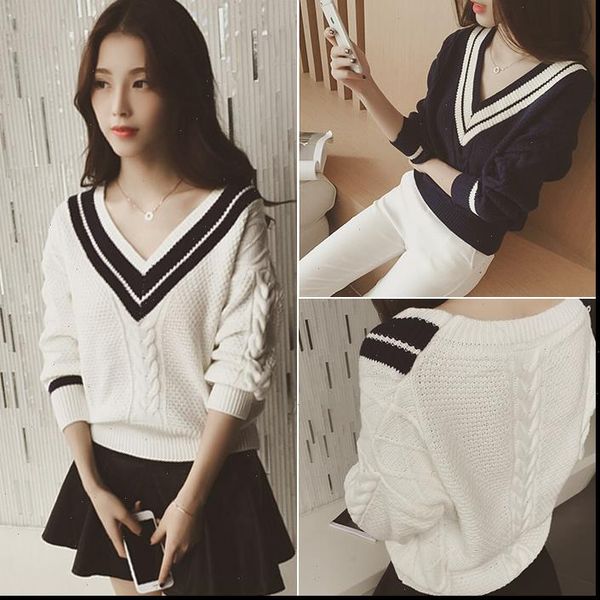 

fv6693 2021 new autumn winter women fashion casual warm nice sweater pullover women korean drop shipping, White;black