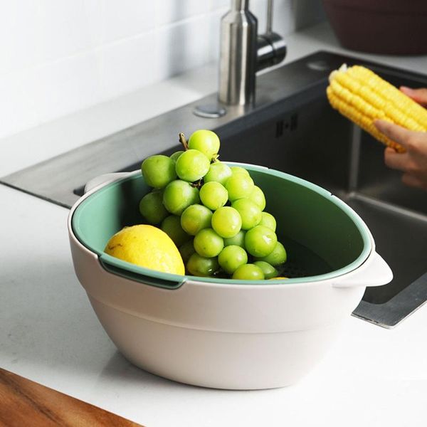 

hanging baskets kitchen multipurpose double drain basket bowl plastic vegetable washing portable fruit strainer storage
