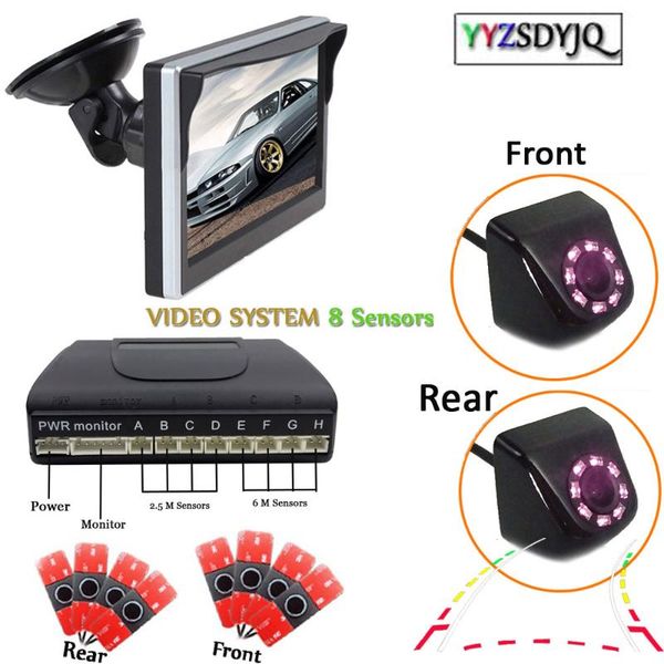 

car rear view cameras& parking sensors dual core video system 8 for ir ccd dynamic trajectory camera parktronic alarm with 5 inch monitor