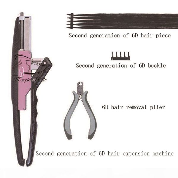 

second generation of 6d hair extension machine connector with hair remove piler no-trace quick kit salon natural real keratin wig style tool