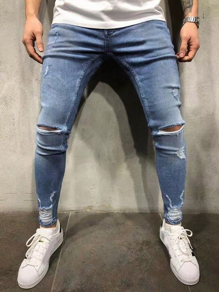 

men ripped skinny jeans o1x8#, Blue
