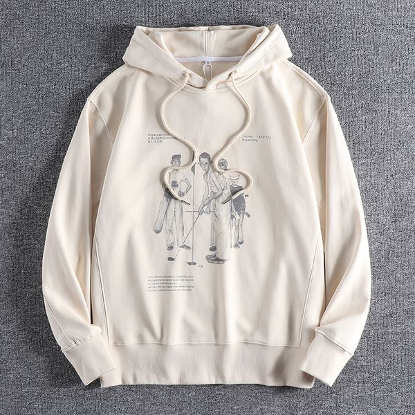 

2021 japanese autumn hoodie loose ins versatile hip hop pullover printed long sleeve men's trend hooded clothes 0439 rzop, Black