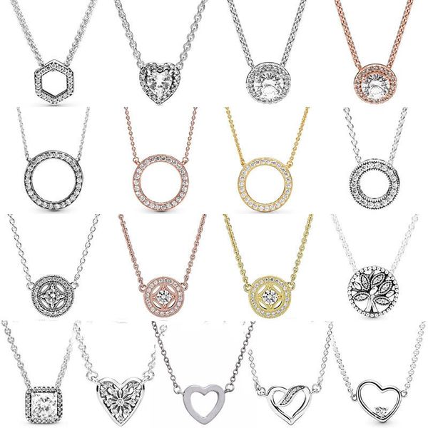 

100% 925 sterling silver tree of life classic elegance allure & hearts of collier necklace fit fashion charm trendy diy jewelry