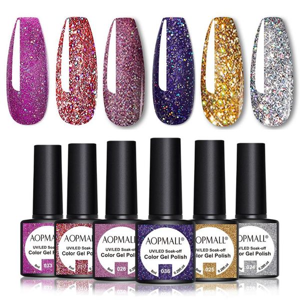 

nail gel 6 color 8ml polish kit soak off uv led varnishes base matte coat, Red;pink