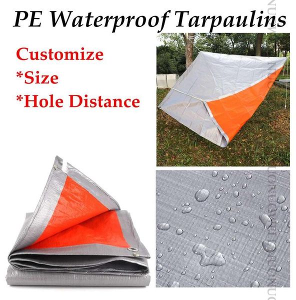 

shade customize size 0.32mm pe rainproof tarpaulin sunshade tarp waterproof truck car cover double side sliver layer lightweight