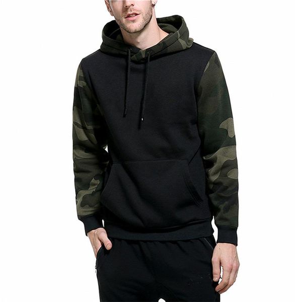 

men's hoodies & sweatshirts army green men military camouflage autumn winter hooded male camo hoody hip hop streetwear brand top, Black