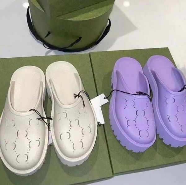 

designers women perforated slippers platform sandal luxury men wedge rubber cut-out slide carved hollow pattern flats shoes breathable beach, Black