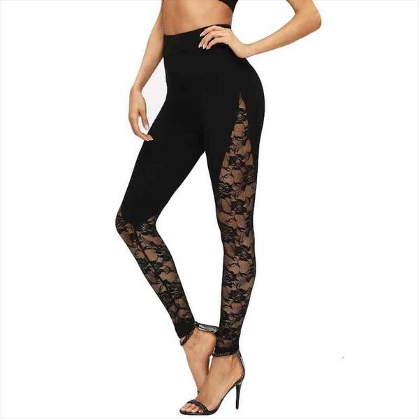 

40 slim fashion leggings women leggings lace trousers patchwork sport casual woman pants leginsy damskie, Black