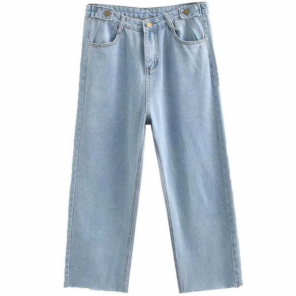 

women's jeans plus size casual wide leg 2021 autumn women fashion loose denim ankle-length pants l7-628, Blue